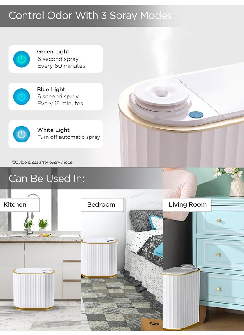 Umai UMAI 4L Steel Dustbin with Lid For Kitchen Bathroom Office 19cm Automatic Smart Sensor Hands Free Access Garbage Bin White  - Image 4