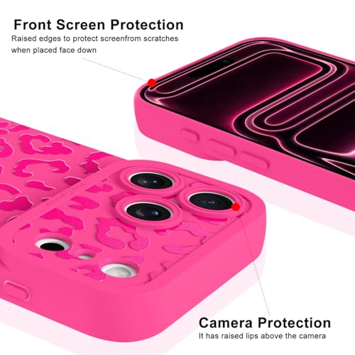 ZIYE Designed for iPhone 17 Pro Case Hot Pink Leopard Pattern Phone Case with Camera Protection,Soft TPU Silicone Rubber Protective Cover Cheetah Design Cases Compatible with iPhone 17 Pro 6.3 Inch - Image 3