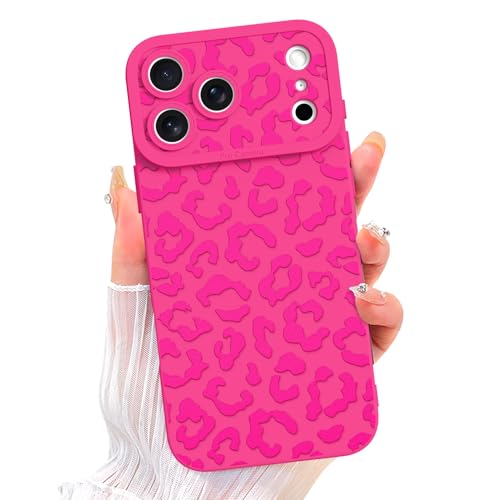 ZIYE Designed for iPhone 17 Pro Case Hot Pink Leopard Pattern Phone Case with Camera Protection,Soft TPU Silicone Rubber Protective Cover Cheetah Design Cases Compatible with iPhone 17 Pro 6.3 Inch - Image 1