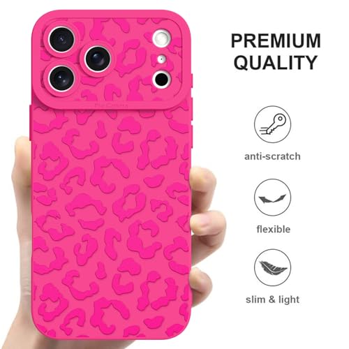 ZIYE Designed for iPhone 17 Pro Case Hot Pink Leopard Pattern Phone Case with Camera Protection,Soft TPU Silicone Rubber Protective Cover Cheetah Design Cases Compatible with iPhone 17 Pro 6.3 Inch - Image 4