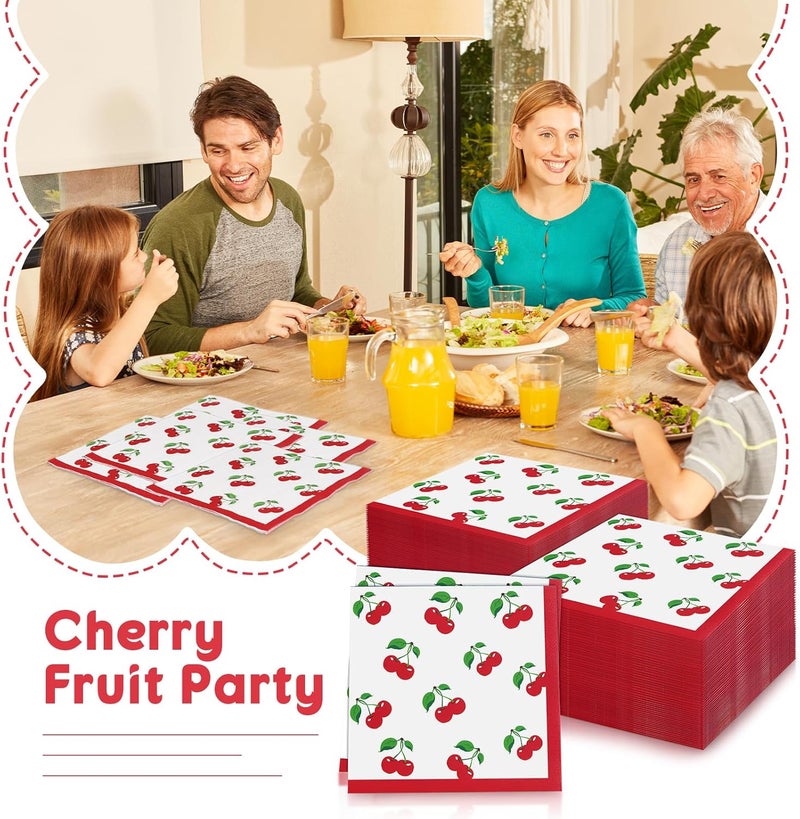 iNINGER Fruit Printed Napkins,Red Cherry Napkins,Soft Table Decorations for Birthday Party Table Decorations,Wedding Anniversaries,Baby Showers,Cocktail Napkins Dinner Napkins,Soft Paper Napkins Party Decor - Image 4