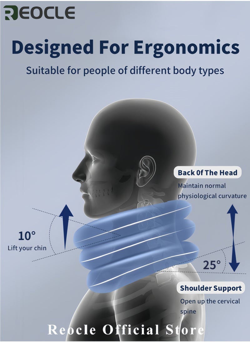 REOCLE Cervical Neck Traction Device Adjustable Neck Stretcher 3-laying Inflatable Neck Support with Pressure Gauge for Instant Neck Pain Relief and Neck Decompression  - Image 3