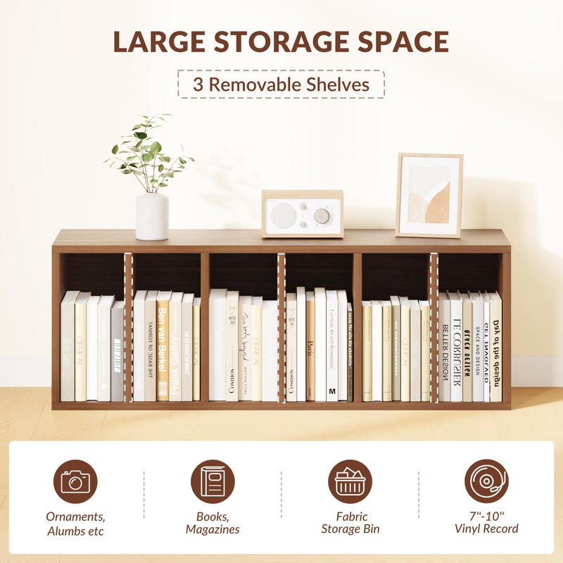 IOTXY DIY Modular Cube Bookcase - CubeXY Customizable Stackable Expandable Basic Shelving Units, 6-Cube Wooden Open Bookshelf with Removable Shelves for Books Organizer, Walnut - Image 4