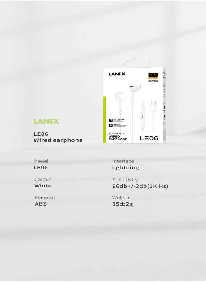 LANEX - Interface: lighting（C100 PCBA plug） Sensitivity :96db+/-3db(1K Hz) Microphone sensitivity:-42+/3db Impedance:42Ω Wire length: 1.2m - Image 1