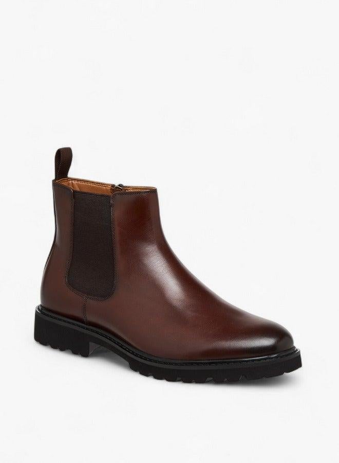 DUCHINI Men's Solid Chelsea Boots with Zip Closure and Pull Tabs - Image 1