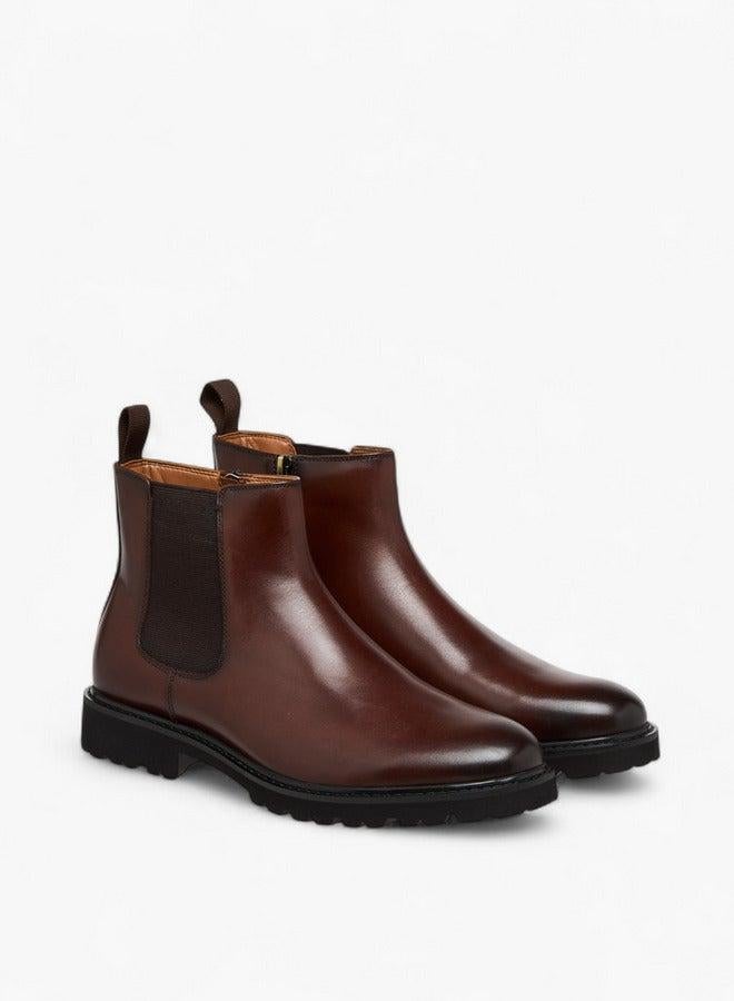 DUCHINI Men's Solid Chelsea Boots with Zip Closure and Pull Tabs - Image 3