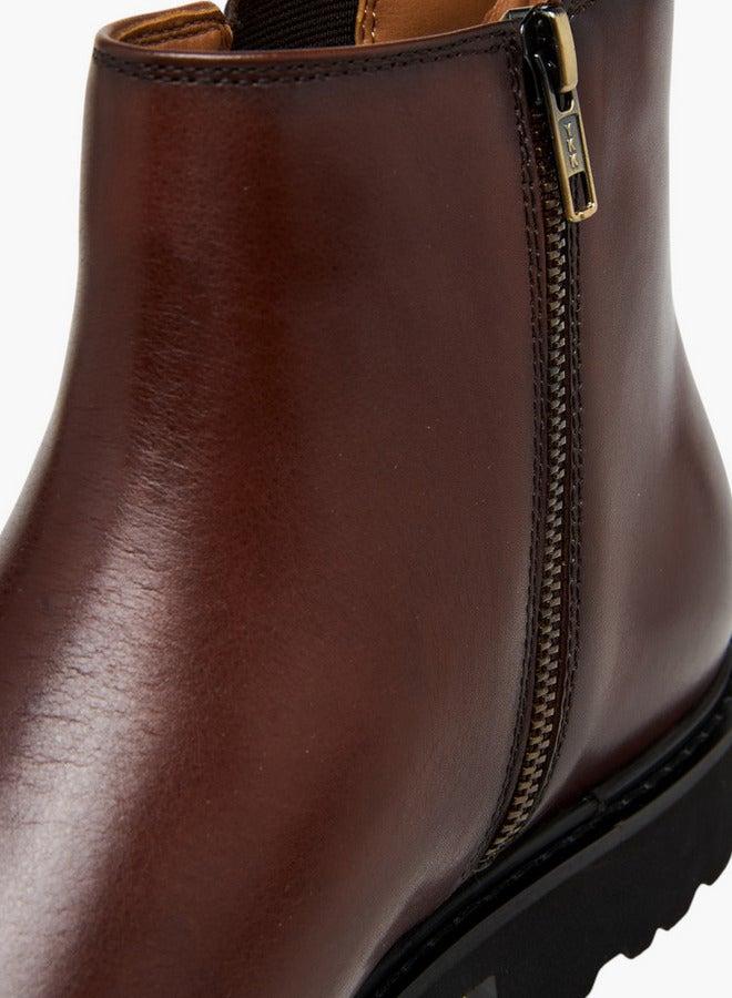 DUCHINI Men's Solid Chelsea Boots with Zip Closure and Pull Tabs - Image 5