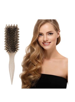 Bounce Curl Brush, 1 Piece Antistatic Boar Bristles Hair Brush, Detangler Brush, Curly Hair Brush, Bounce Curl Defining Brush for Hair Detangling, Shaping and Defining Curls, Beige