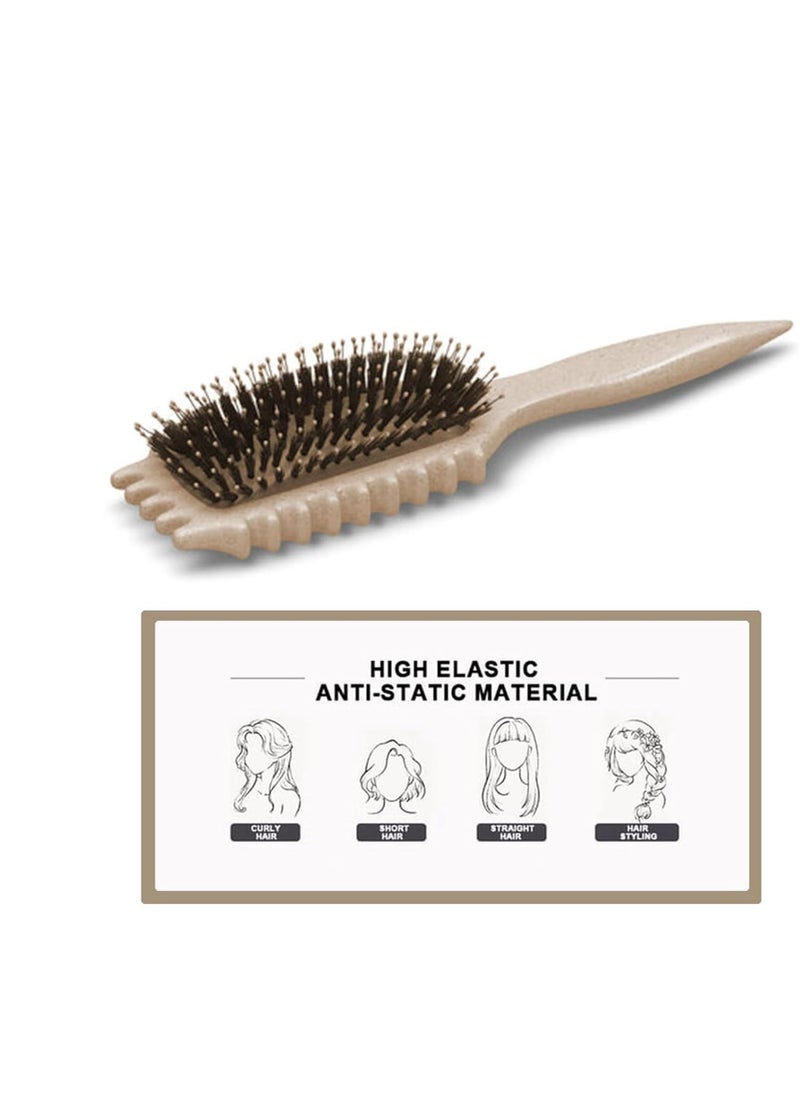 Excefore - Bounce Curl Brush, 1 Piece Antistatic Boar Bristles Hair Brush, Detangler Brush, Curly Hair Brush, Bounce Curl Defining Brush for Hair Detangling, Shaping and Defining Curls, Beige - Image 1