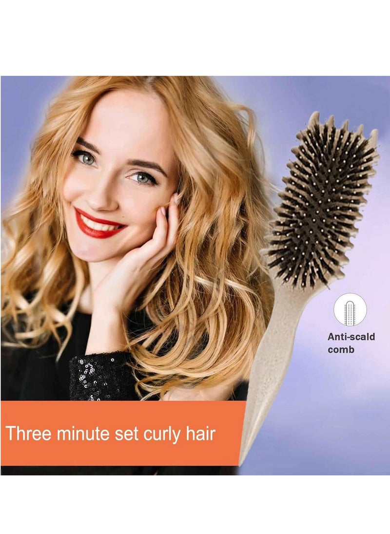 Excefore - Bounce Curl Brush, 1 Piece Antistatic Boar Bristles Hair Brush, Detangler Brush, Curly Hair Brush, Bounce Curl Defining Brush for Hair Detangling, Shaping and Defining Curls, Beige - Image 1