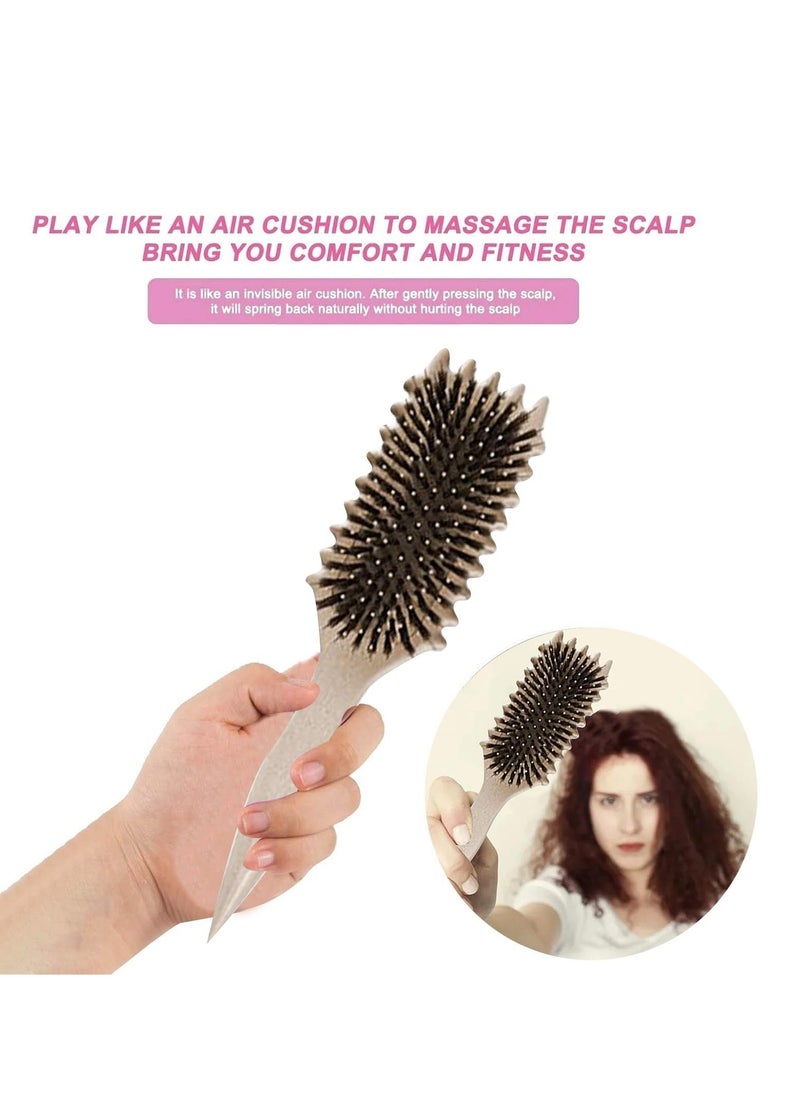 Excefore - Bounce Curl Brush, 1 Piece Antistatic Boar Bristles Hair Brush, Detangler Brush, Curly Hair Brush, Bounce Curl Defining Brush for Hair Detangling, Shaping and Defining Curls, Beige - Image 1