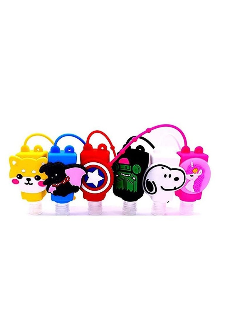 Y&D 6 Pieces Cartoon Silicone Hand Sanitizer Cases Colorful 30ml Bottle Protective Portable Travel Container for Liquid Soap Holders（Random style） - Image 1