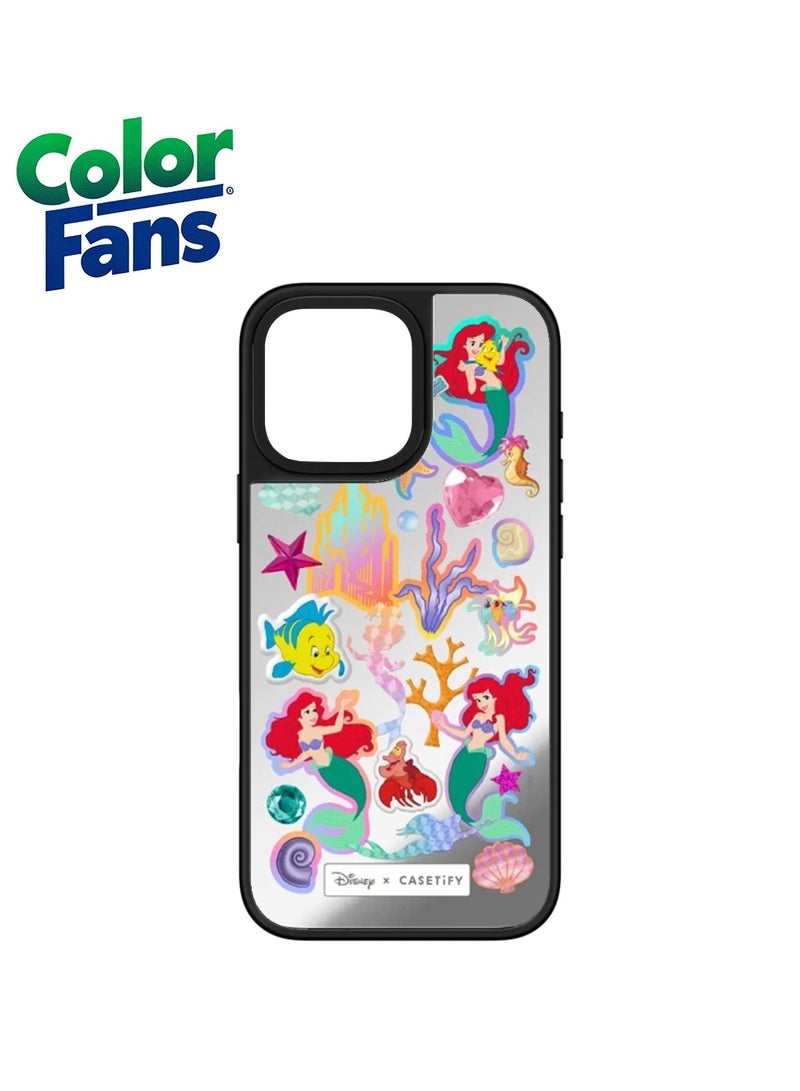 Color Fans iPhone 14 Pro Max Ariel Undersea Mirror Case  - Silver Mirror with Vibrant Ocean Design 