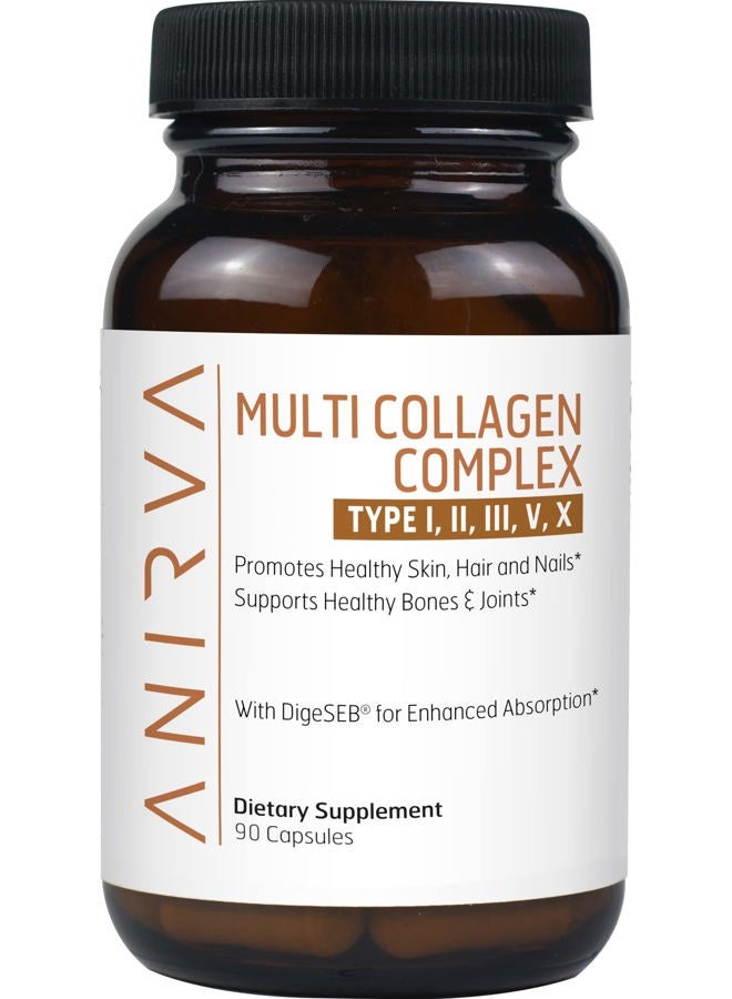 ANIRVA Multi Collagen Complex - Type I, II, III, V, X - Collagen Supplement for Anti-Aging, Healthy Joints, Hair, Skin and Nails - Image 1