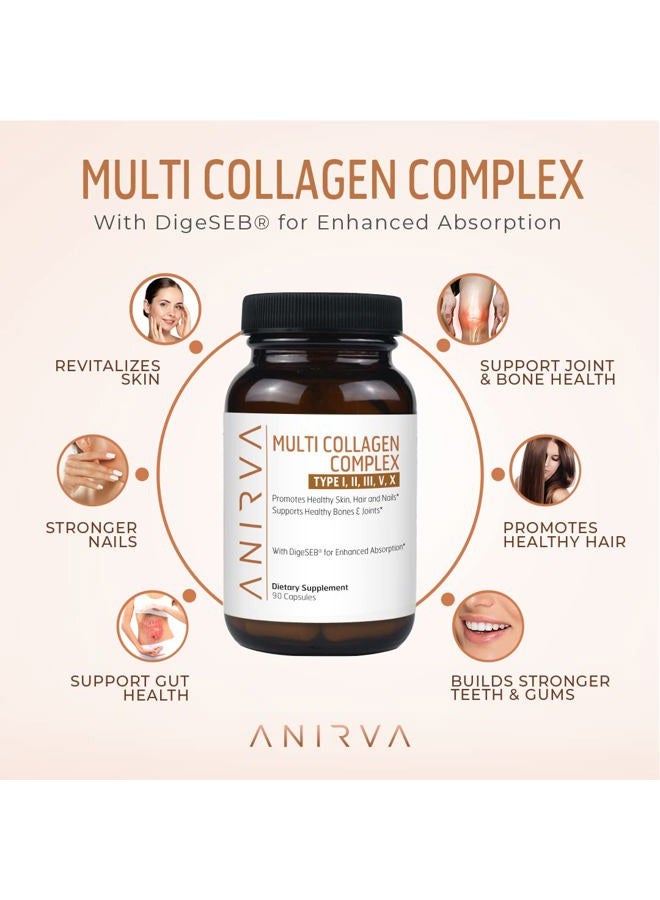 ANIRVA Multi Collagen Complex - Type I, II, III, V, X - Collagen Supplement for Anti-Aging, Healthy Joints, Hair, Skin and Nails - Image 3