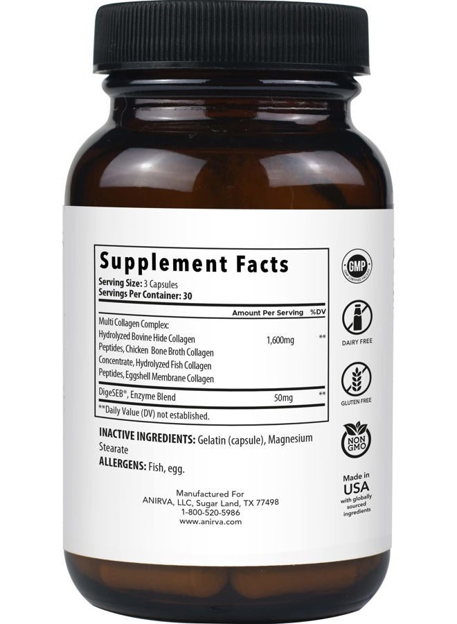 ANIRVA Multi Collagen Complex - Type I, II, III, V, X - Collagen Supplement for Anti-Aging, Healthy Joints, Hair, Skin and Nails - Image 2