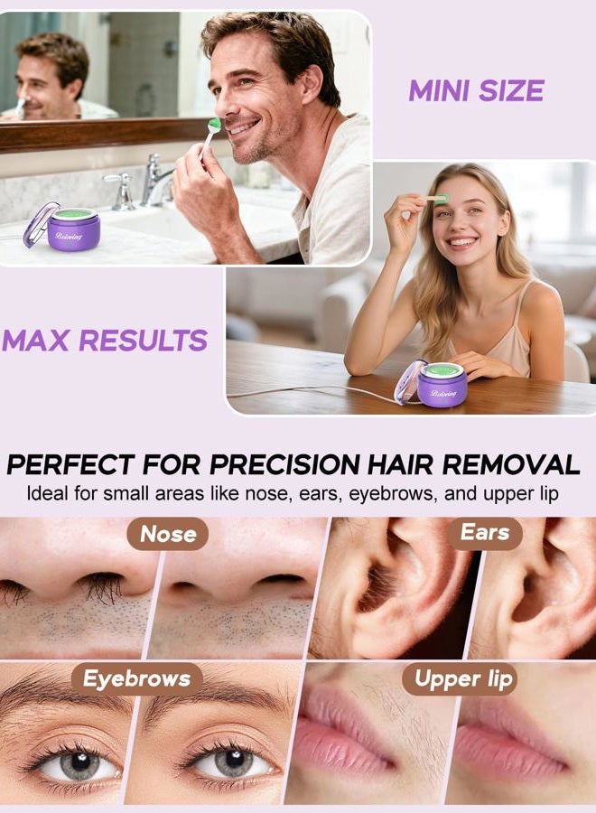 BELOVING Nose Wax Kit, Mini Wax Warmer Kit for Facial Hair Removal, Portable Wax Melt Warmer Waxing Machine Kit with 50g Wax, 6 Applicators, 6 Nose Hair Sticks, 6 Mustache Protectors for Women Men - Purple - Image 2