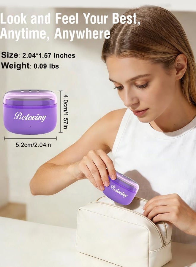 BELOVING Nose Wax Kit, Mini Wax Warmer Kit for Facial Hair Removal, Portable Wax Melt Warmer Waxing Machine Kit with 50g Wax, 6 Applicators, 6 Nose Hair Sticks, 6 Mustache Protectors for Women Men - Purple - Image 5