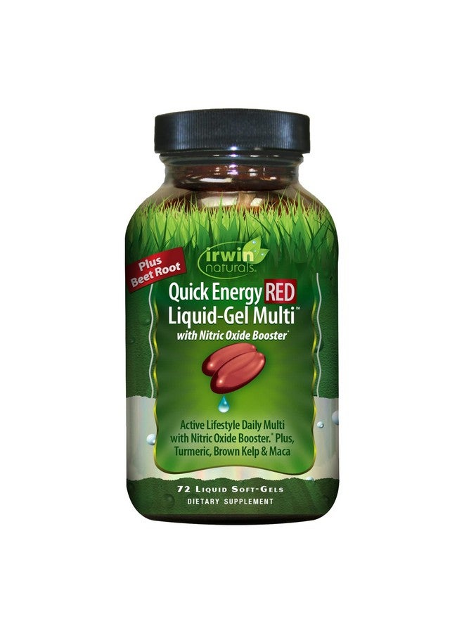Irwin Naturals Irwin Naturals Quick Energy RED Liquid-Gel Multi with Nitric Oxide Booster - 72 Liquid Softgels - with Nitric Oxide Booster, Turmeric, Brown Kelp, Maca & Beet Root  - Image 1
