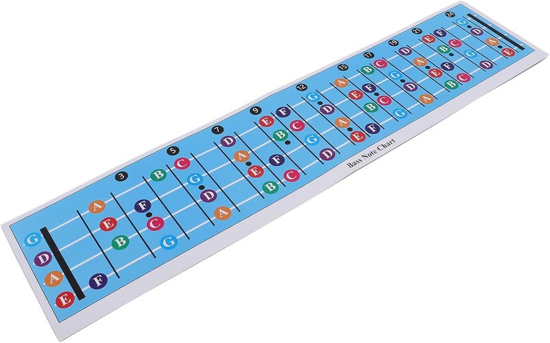 خريطة نغمات لوحة الأوتار لجيتار الباس من زوناتيه (Zunate Bass Guitar Fretboard Note Chart)، أداة تعليمية مُرمزة بالألوان لجيتار الباس ذو الأربعة أوتار (سواء الأكوستيكي أو الكهربائي)، دليل سهل للتعديل على الأوتار حسب الترتيب القياسي E، A، D، G. - Image 3