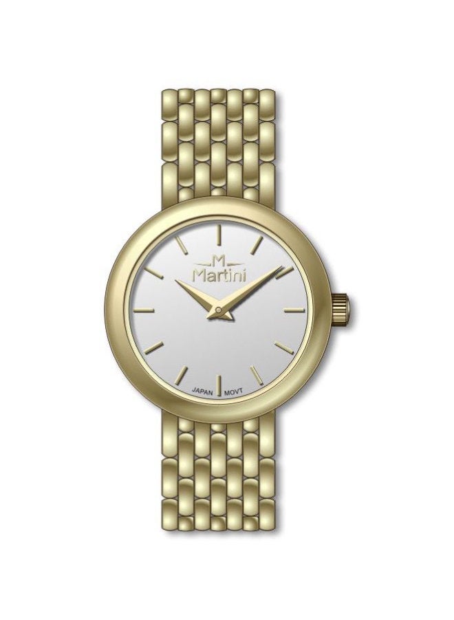 مارتيني ساعة مارتيني الأنيقة للنساء بتصميم عصري مينا بيضاء وسوار من الفولاذ المقاوم للصدأ مقاومة للماء مثالية للإطلالات الكاجوال والرسمية - Image 1