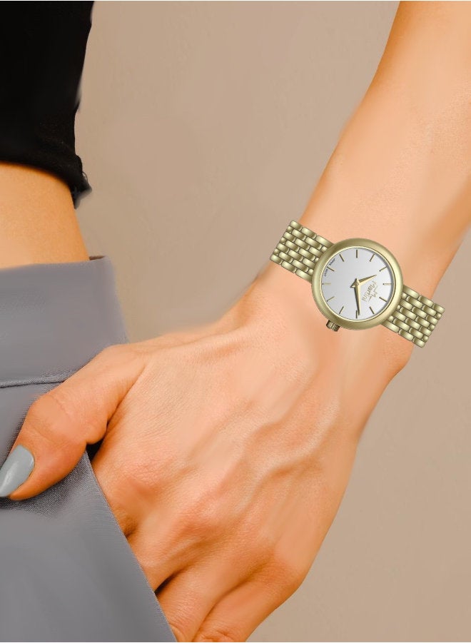 مارتيني ساعة مارتيني الأنيقة للنساء بتصميم عصري مينا بيضاء وسوار من الفولاذ المقاوم للصدأ مقاومة للماء مثالية للإطلالات الكاجوال والرسمية - Image 4