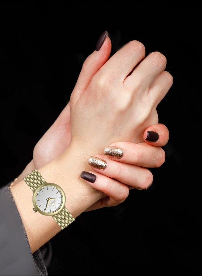 مارتيني ساعة مارتيني الأنيقة للنساء بتصميم عصري مينا بيضاء وسوار من الفولاذ المقاوم للصدأ مقاومة للماء مثالية للإطلالات الكاجوال والرسمية - Image 2