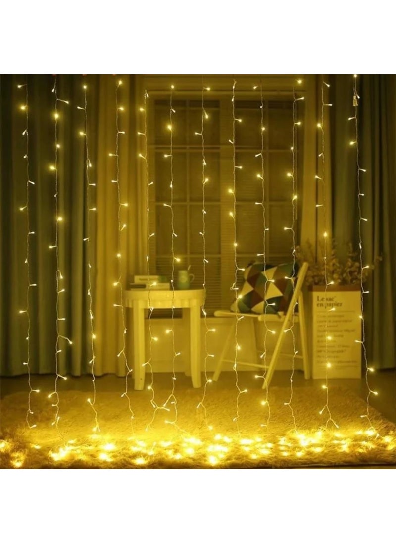 Technosmart 3x2 Meter Curtain with LED Animation, 12 Fringes, 240 LEDs, Plug, Addable 8 Functions  - Image 1