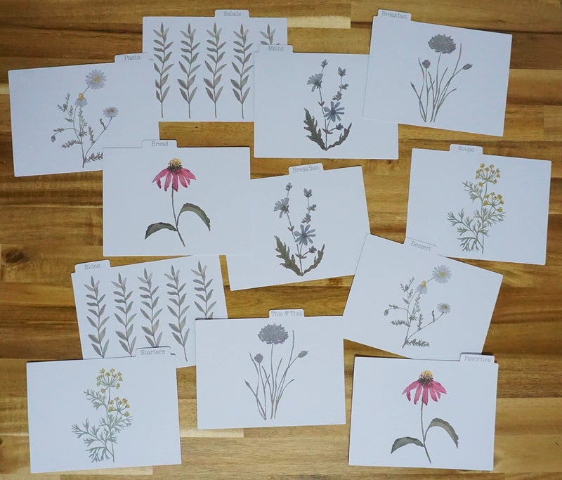 SENSORY4U Tin Recipe Box Holder With Cards - Wildflower Print - Includes 100 4X6 Cards and 12 Dividers - Beautiful Decorative Tin Box Flower Gift - Image 4
