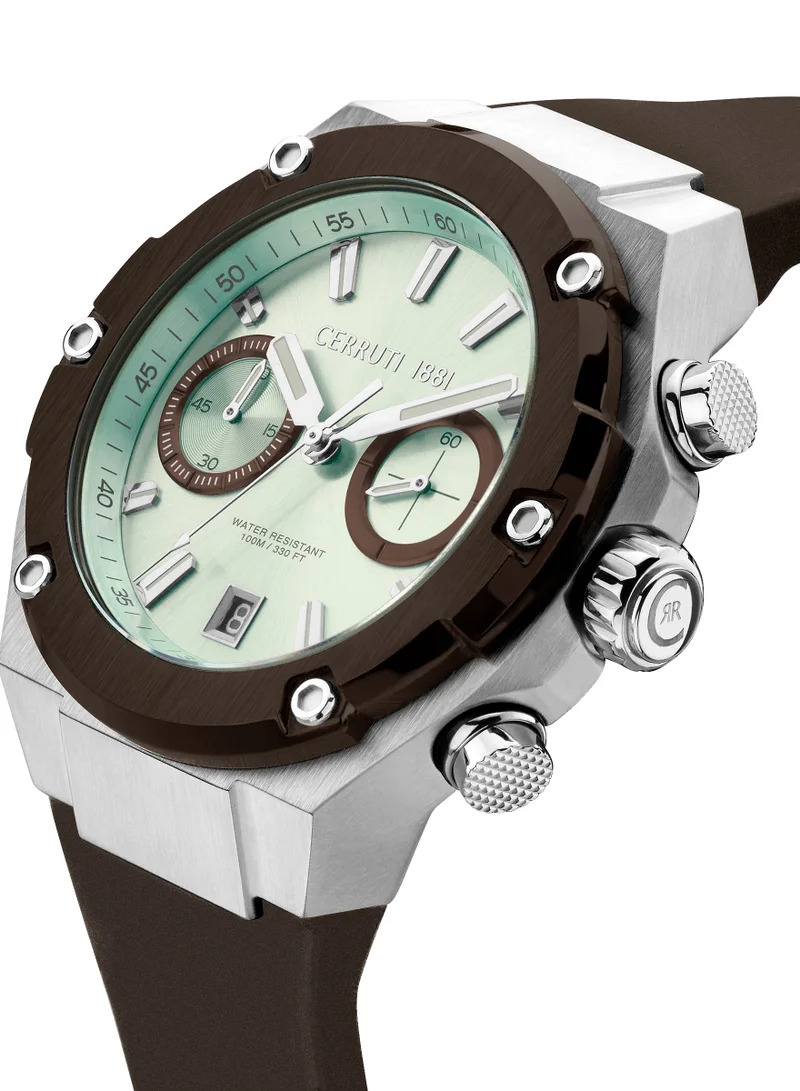 شيروتي 1881 ساعة لوكاردو كرونوغراف رجالية بحزام سيليكون بني 55 ملم