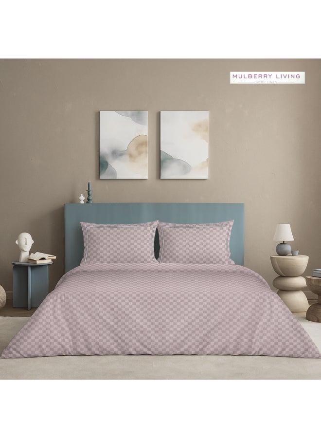 MULBERRY LIVING طقم غطاء لحاف قطن % بنسيج حضري شبكي   - غطاء لحاف  ×  سم، شرشف سرير ملكي  ×  ×  سم مع  غطاء وسادة  ×  سم - دخاني - Image 1