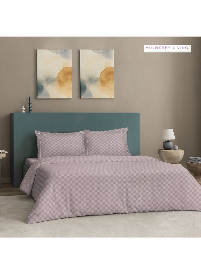 MULBERRY LIVING طقم غطاء لحاف قطن % بنسيج حضري شبكي   - غطاء لحاف  ×  سم، شرشف سرير ملكي  ×  ×  سم مع  غطاء وسادة  ×  سم - دخاني - Image 2