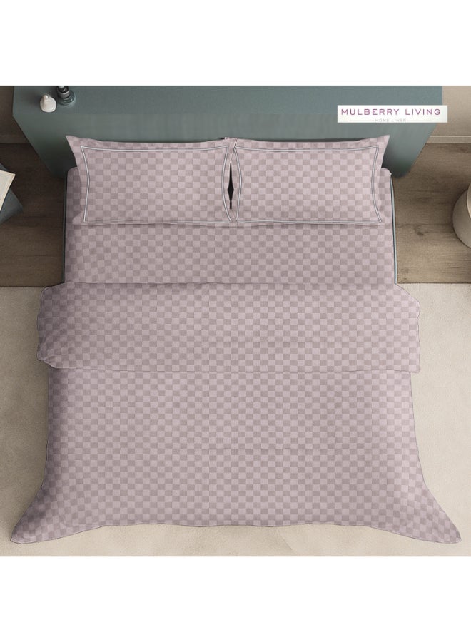 MULBERRY LIVING طقم غطاء لحاف قطن % بنسيج حضري شبكي   - غطاء لحاف  ×  سم، شرشف سرير ملكي  ×  ×  سم مع  غطاء وسادة  ×  سم - دخاني - Image 4