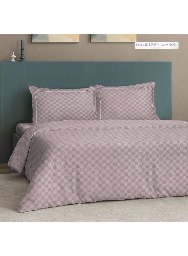 MULBERRY LIVING طقم غطاء لحاف قطن % بنسيج حضري شبكي   - غطاء لحاف  ×  سم، شرشف سرير ملكي  ×  ×  سم مع  غطاء وسادة  ×  سم - دخاني - Image 5