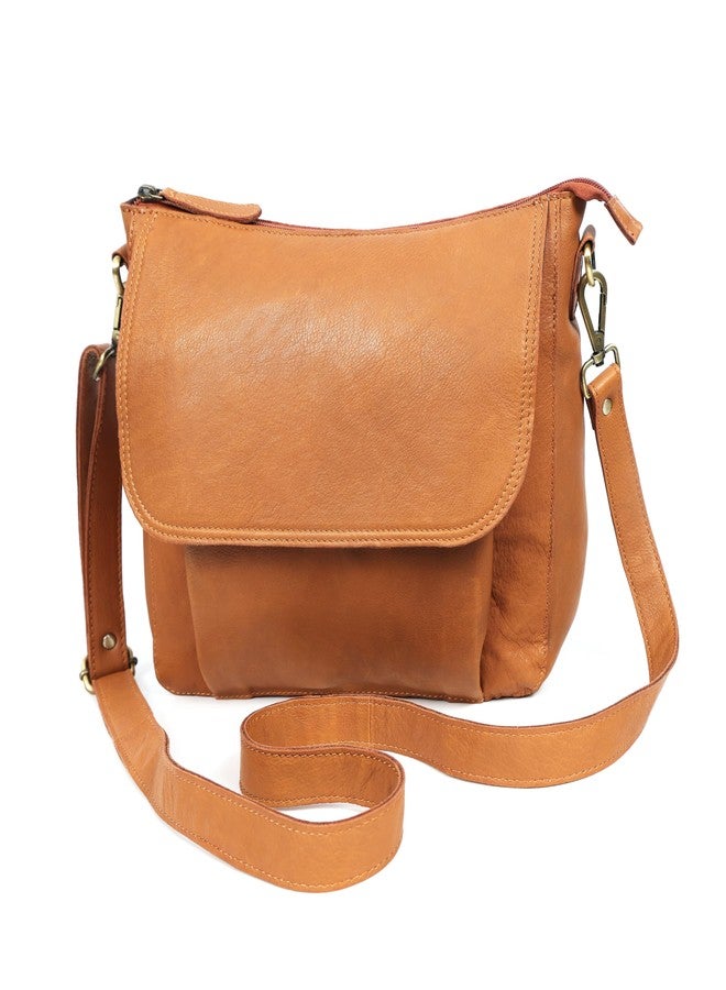 Celtic Premium Tan Leather Crossbody Messenger Bag with Multiple Zip Pockets & Adjustable Strap - Image 2