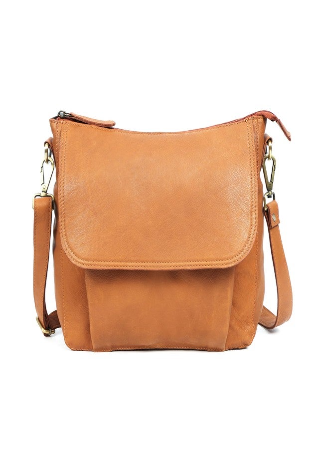 Celtic Premium Tan Leather Crossbody Messenger Bag with Multiple Zip Pockets & Adjustable Strap - Image 1