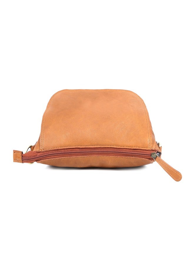 Celtic Premium Tan Leather Crossbody Messenger Bag with Multiple Zip Pockets & Adjustable Strap - Image 5