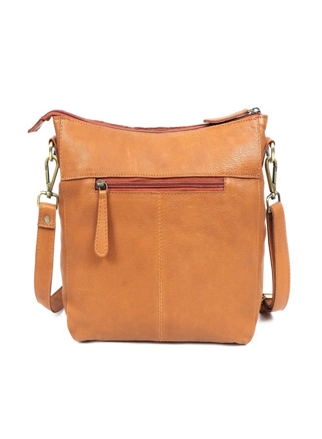 Celtic Premium Tan Leather Crossbody Messenger Bag with Multiple Zip Pockets & Adjustable Strap - Image 3