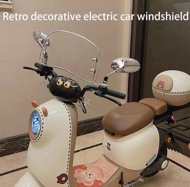Retro Motorcycle Scooter Windshield, Electric Semi-Circular Front Shield for Pedal Bikes, Durable Design, Perfect for Enhanced Visibility and Protection - Image 3
