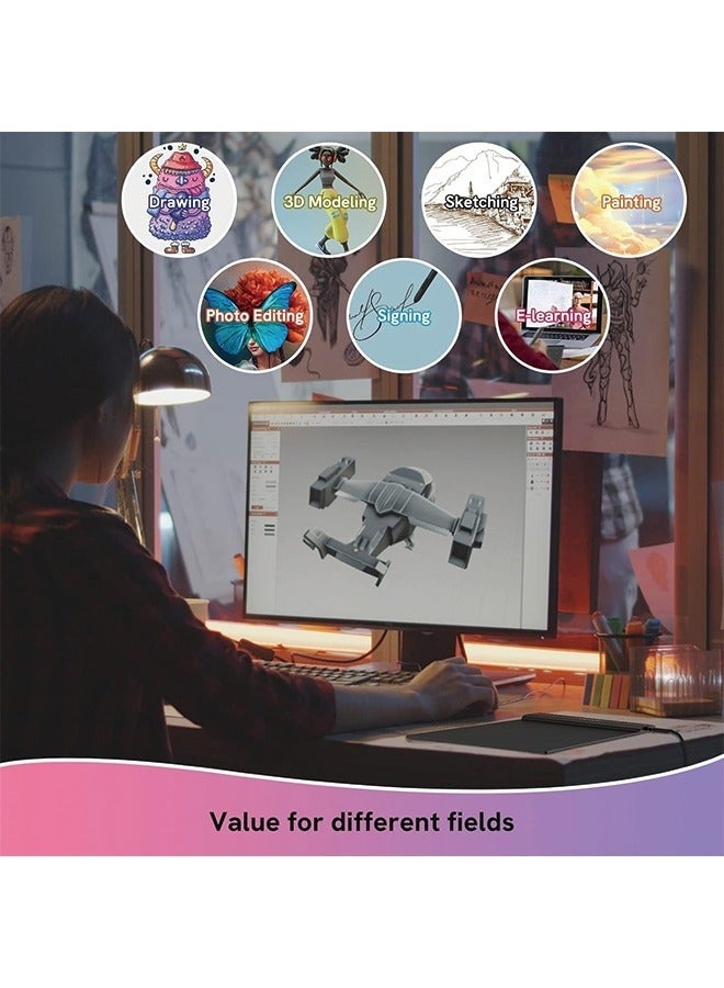 Veikk Drawing Tablet,VEIKK S640 Digital Graphics Tablet, 6x4 Inch Ultra-thin Portable OSU! Tablet, Battery-Free Stylus for OSU! Game and Teaching Online Classes,Support Windows Mac Linux Chrome Android OS - Image 5