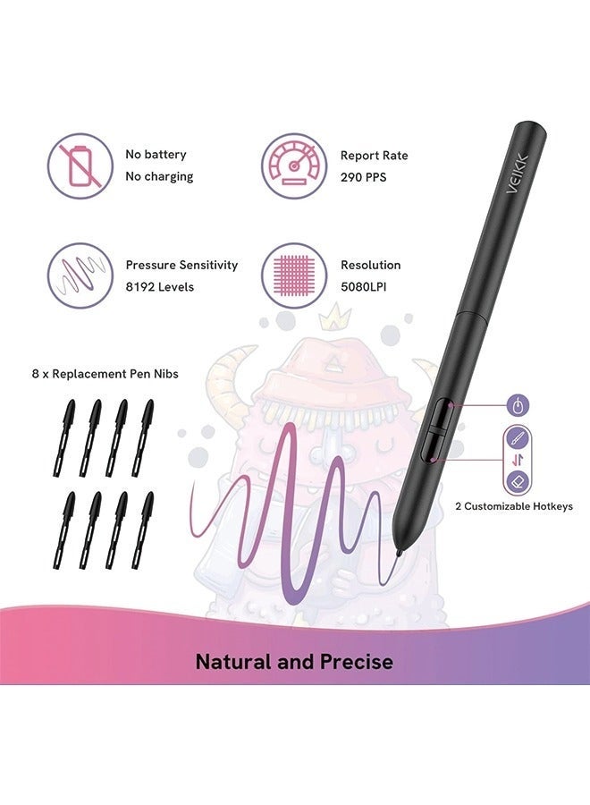 Veikk Drawing Tablet,VEIKK S640 Digital Graphics Tablet, 6x4 Inch Ultra-thin Portable OSU! Tablet, Battery-Free Stylus for OSU! Game and Teaching Online Classes,Support Windows Mac Linux Chrome Android OS - Image 2