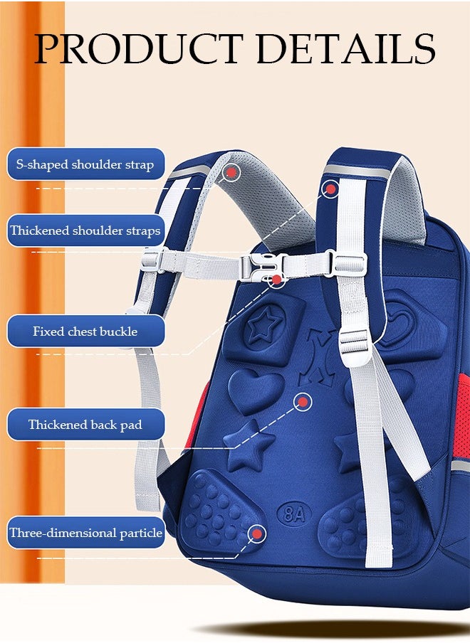 DUNISO Kids School Backpack, Large Capacity Backpack for Boys, Lightweight Schoolbag for Teen Boys Bookbag with Compartments Reflective Strip, Watrer Resistant Bookbag for Elementary Primary School  - Image 4