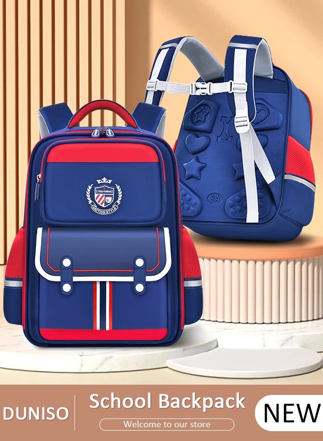 DUNISO Kids School Backpack, Large Capacity Backpack for Boys, Lightweight Schoolbag for Teen Boys Bookbag with Compartments Reflective Strip, Watrer Resistant Bookbag for Elementary Primary School - Image 1