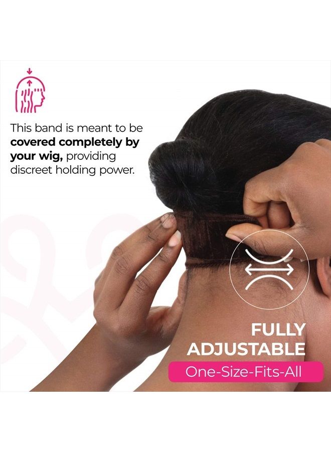 MILANO COLLECTION شريط راحة شعر مستعار من فيلفت WiGrip غير قابل للانزلاق مع حزمة قيمة من 9 قبعات شعر مستعار نايلون (بني) - Image 3