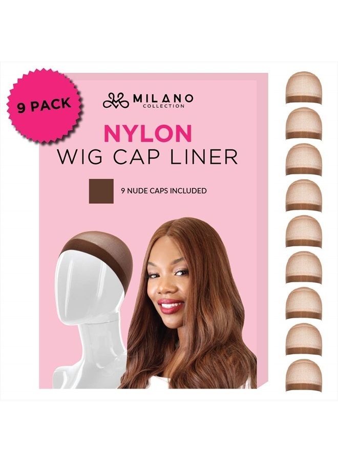 MILANO COLLECTION شريط راحة شعر مستعار من فيلفت WiGrip غير قابل للانزلاق مع حزمة قيمة من 9 قبعات شعر مستعار نايلون (بني) - Image 4