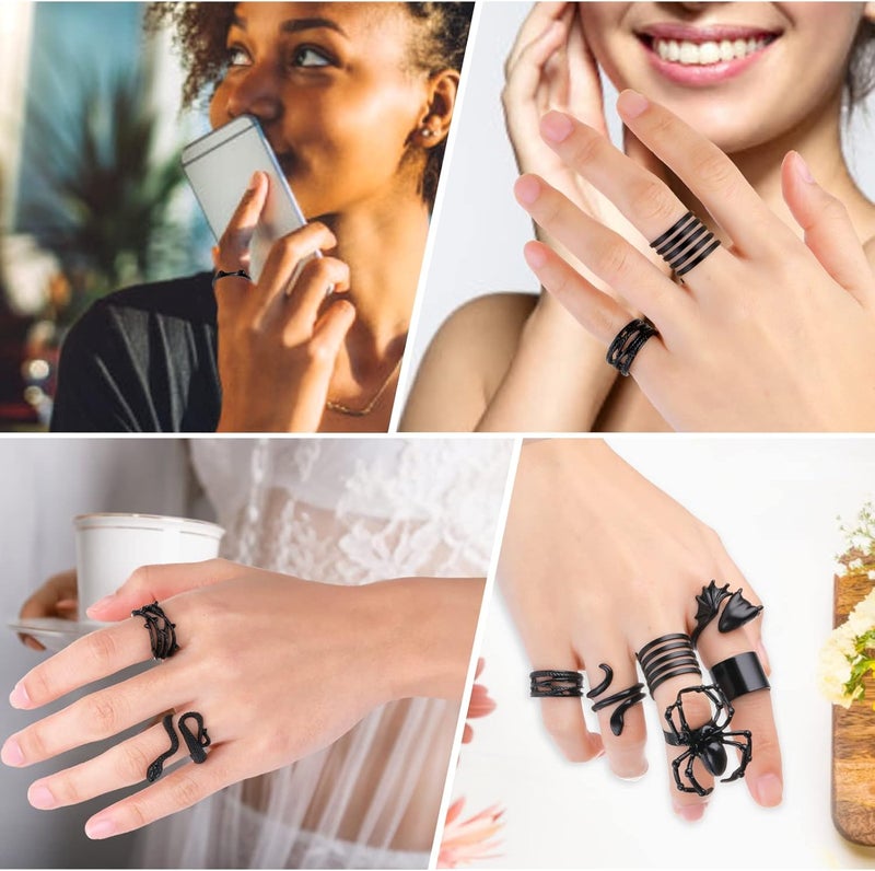 كلاراكو خواتم فضية عتيقة مفتوحة بتصميم بانك للرجال والنساء، خواتم قابلة للتعديل، خواتم بديلة، خواتم فضية سميكة، خواتم ضخمة، خواتم هيبي، خاتم قوطي رائع، خاتم مميز للتكديس. - Image 2