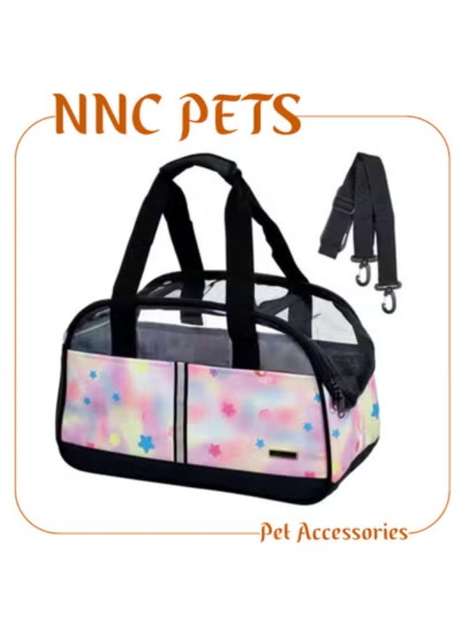 NNC PETS Transport bag with Comfortable mat, full top cover design, Durable Zippers, and Multiple storage pockets, Portable pet carrier bag with Handle, Leash inside, Shoulder strap & Breathable 42cm (Pink) - Image 1