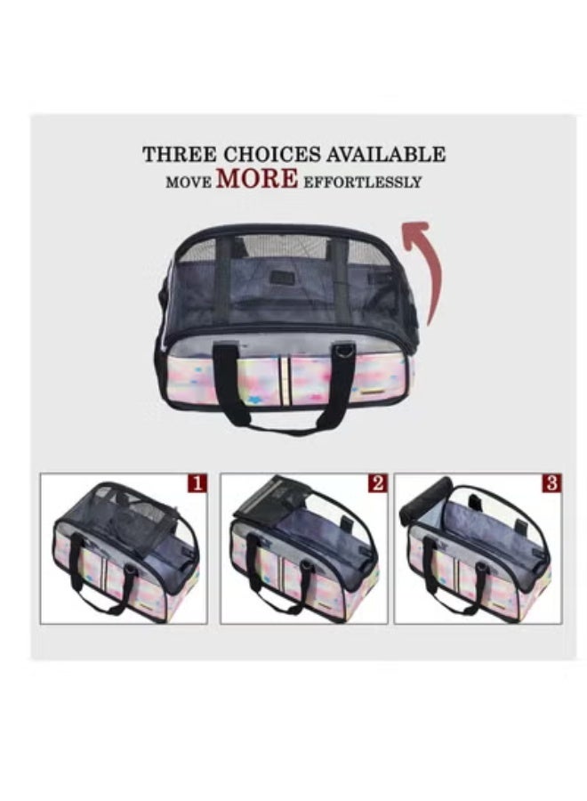 NNC PETS Transport bag with Comfortable mat, full top cover design, Durable Zippers, and Multiple storage pockets, Portable pet carrier bag with Handle, Leash inside, Shoulder strap & Breathable 42cm (Pink) - Image 5