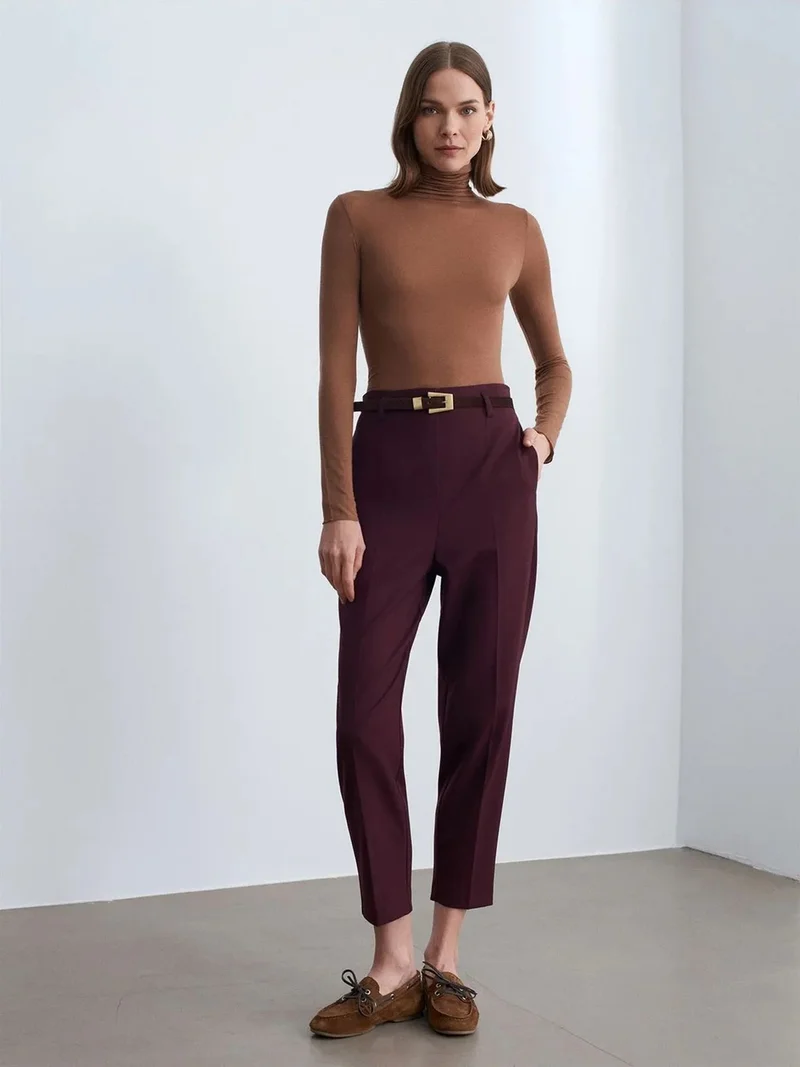 ديلفين Dilvin High-Waist Straight-Leg Crepe Trousers