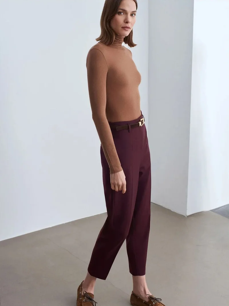 ديلفين Dilvin High-Waist Straight-Leg Crepe Trousers